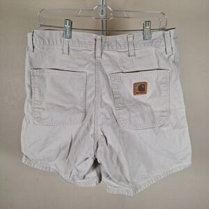 Carhartt Mens Khaki Canvas Work Shorts Above Knee Casual Dad Beige 32